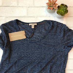 Burberry Navy With white Stripe Linen tee